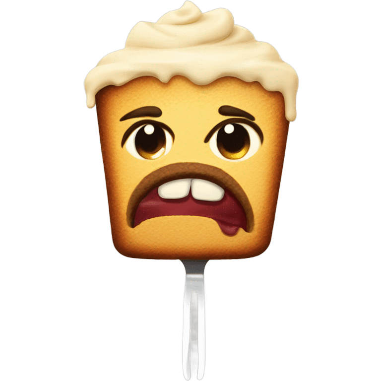 Angry face eating cake  emoji