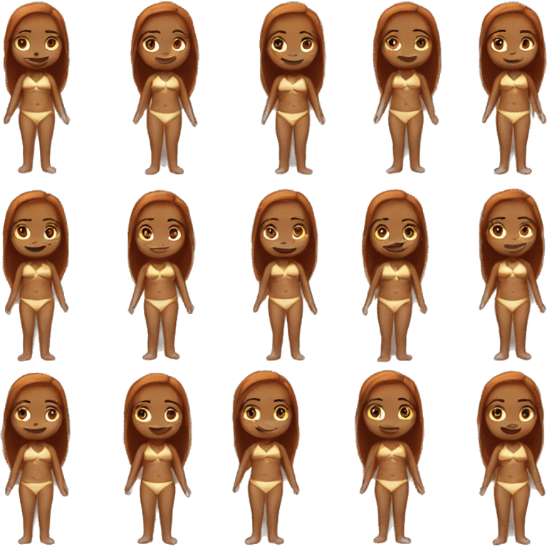 girl with brown skin and light gold brownish red hair in a bikini emoji