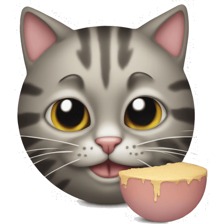 A cat eating a mouse emoji