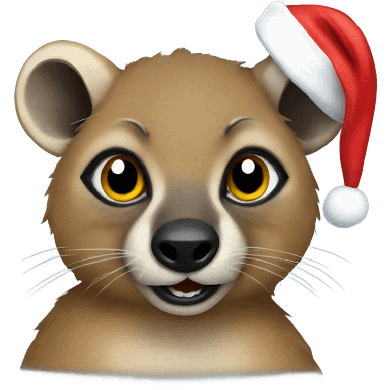 Hyrax wearing a Santa hat emoji