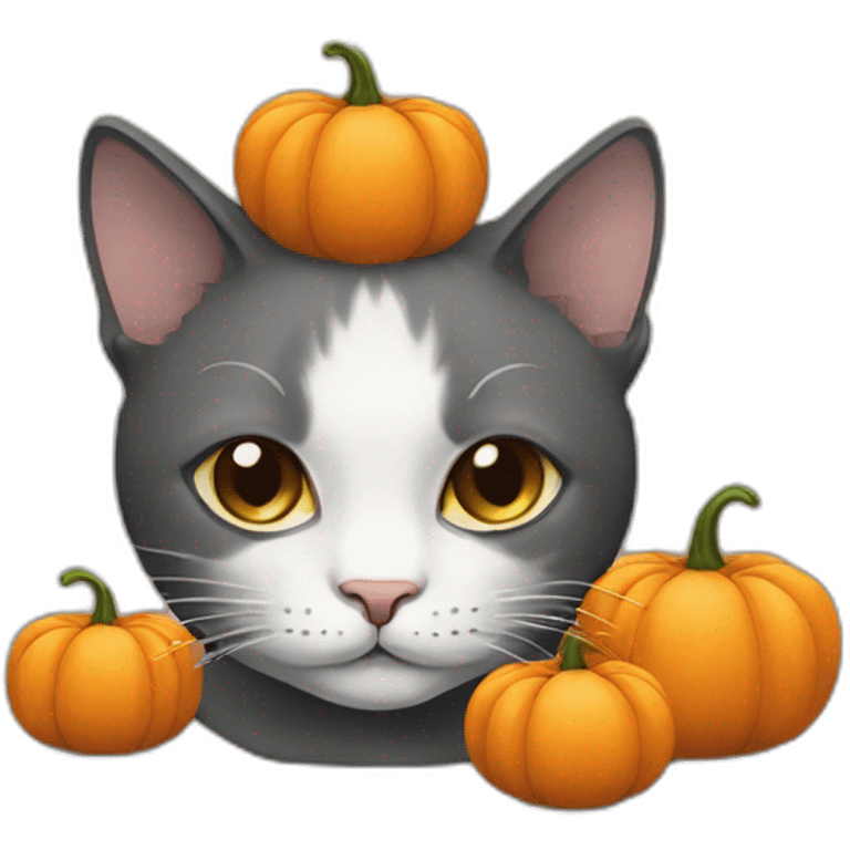 Cat with pumpkin emoji