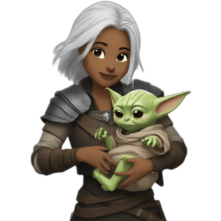 The witcher holding baby yoda emoji