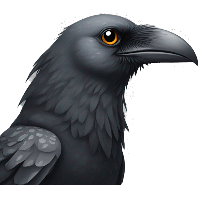 crow with gray speckles in feathers emoji