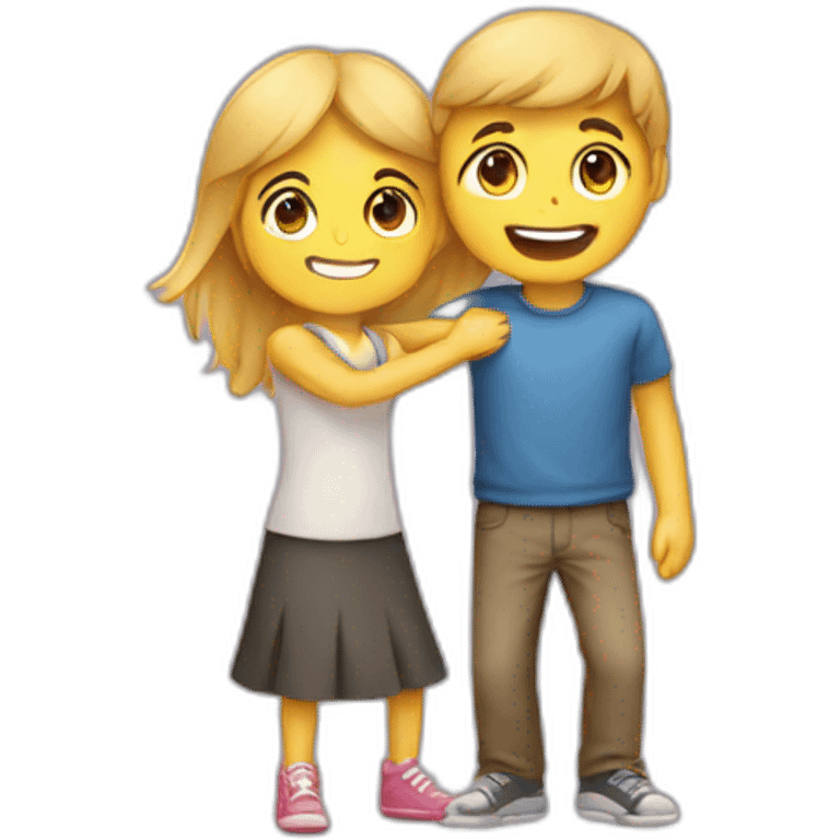 Slim boy hug healthy girl emoji