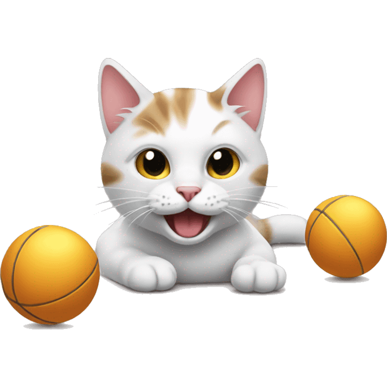 cat playing with balls emoji