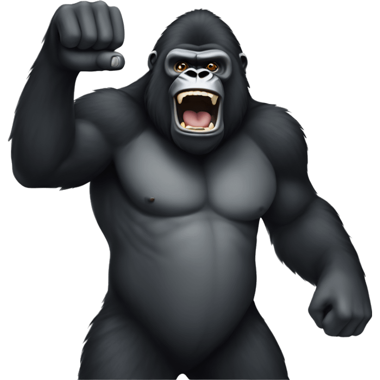 A gorilla waving his fist emoji