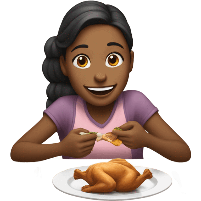 Girl eating chicken  emoji