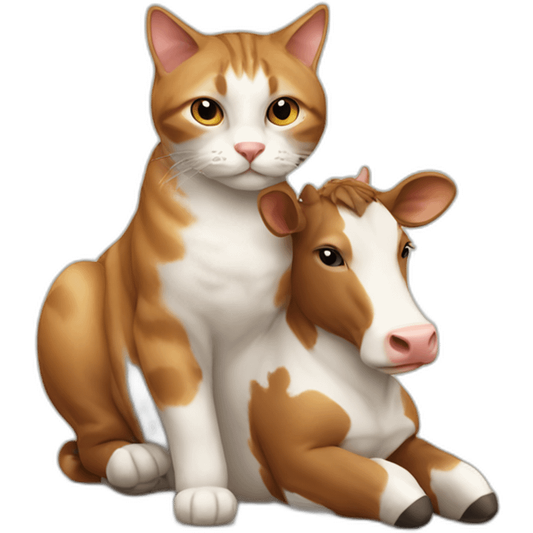 A cat sitting on a cow emoji