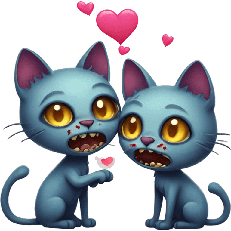 two zombie cats in love emoji