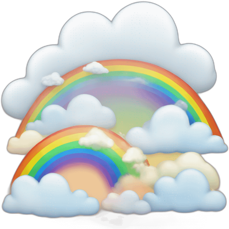 A rainbow cloud filled with cute joyful pride things emoji