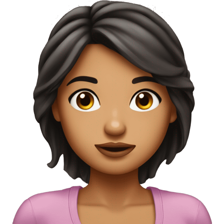 Girl shrugging súper baddie lashes tanned latina dark dark brown hair. emoji