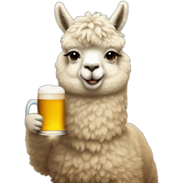 alpaca with a glass of beer in his hand emoji