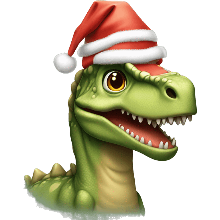 Dinosaurio con gorro navideño emoji