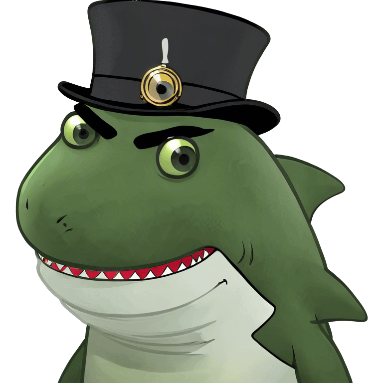 Shark with a top hat emoji