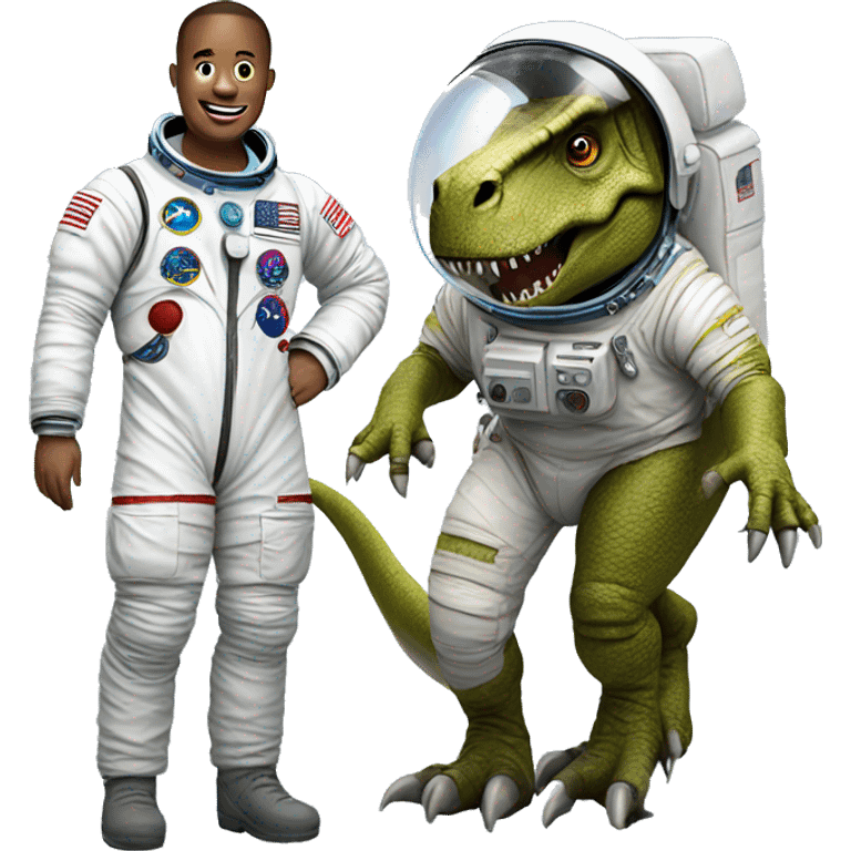 a astronaut and t-rex emoji