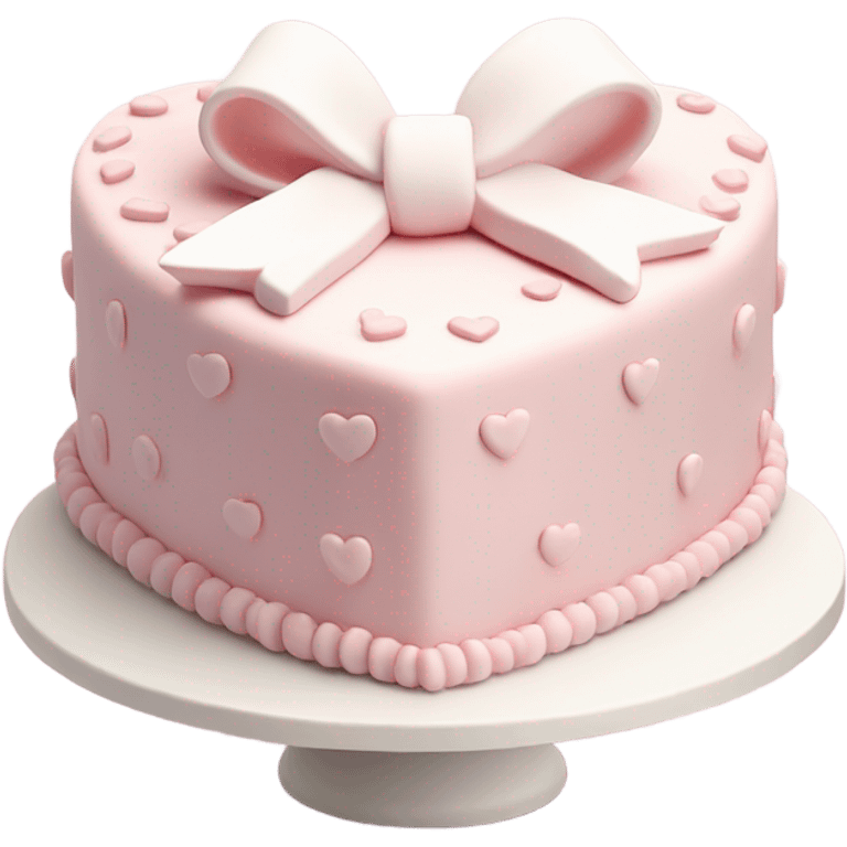 Pastel pink heart shaped cake with fancy white icing and bows emoji