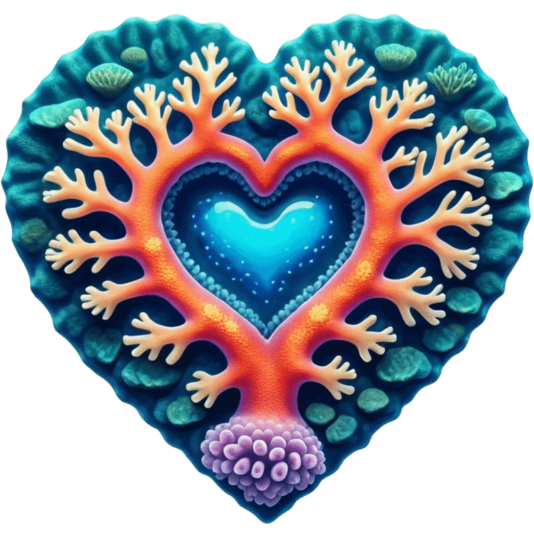 Cinematic Realistic Heart Reef Landscape Emoji, depicted with a naturally heart‚Äêshaped coral formation in vibrant marine hues, rendered with detailed underwater textures and luminous lighting. emoji