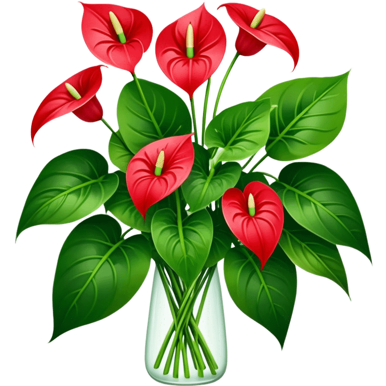 big bouquet Anthurium, luxuriant, stem, leaf emoji