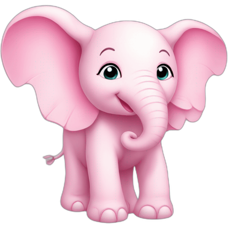 baby pink cartoon elephant with wings emoji