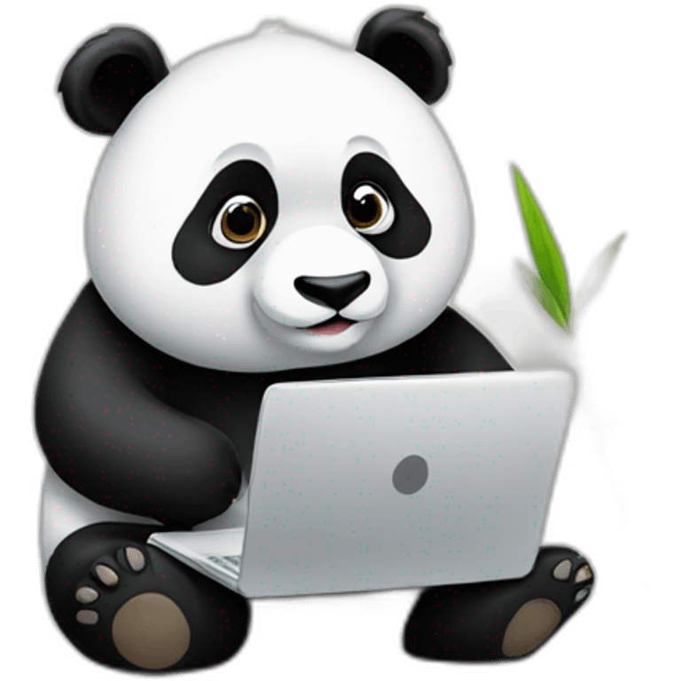 panda with laptop eating bamboo emoji