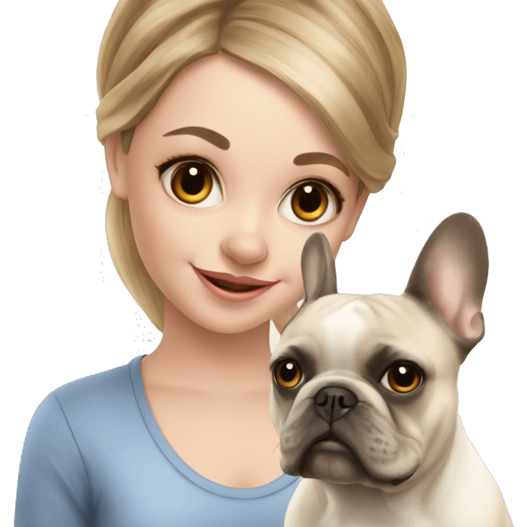 French bulldog with girl emoji