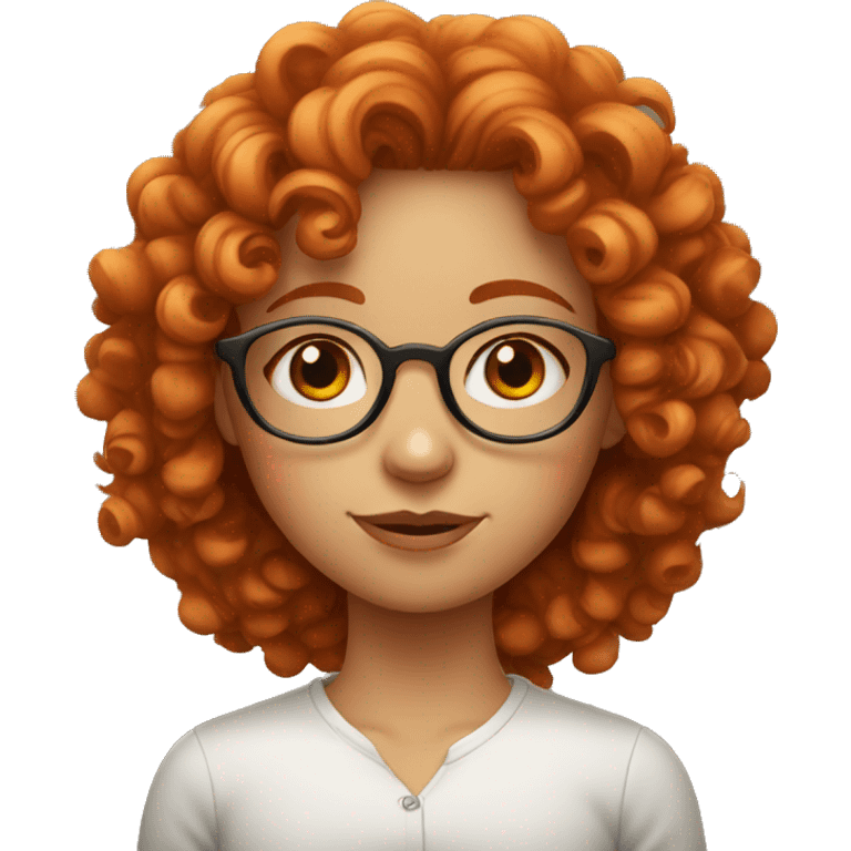 curly red head  girl with thin round glasses emoji