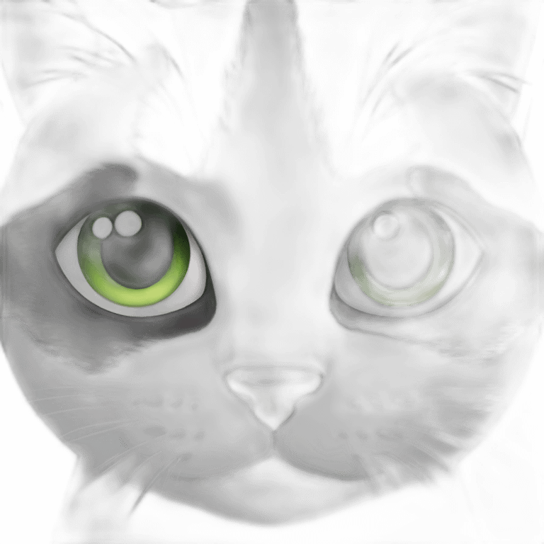 black and white cat green eyes emoji