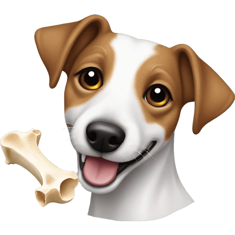 Jack Russell with a bone in his mouth emoji