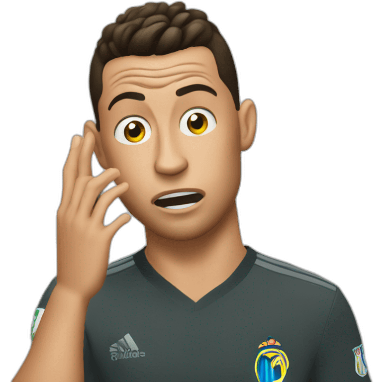 Ronaldo shocked with is hand on his face emoji