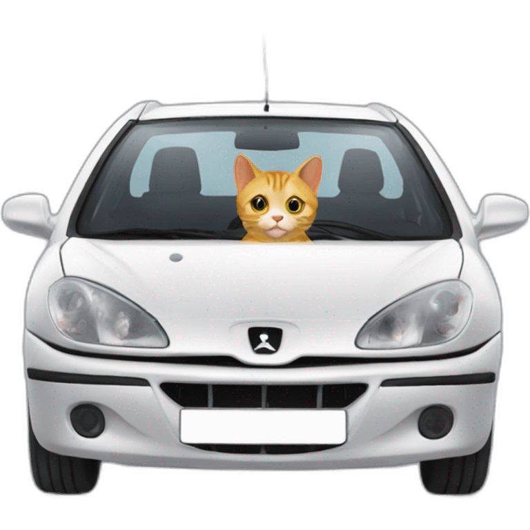 A cat driving a Peugeot 206 emoji