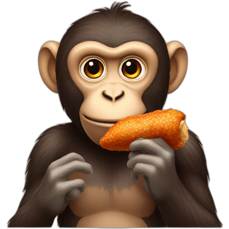 monkey eating a chicken wing emoji