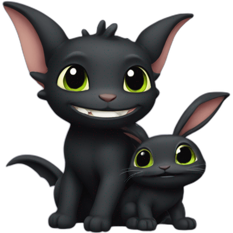 Toothless with a bunny emoji