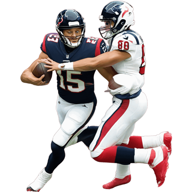 Patrick Mahomes being sacked by a Houston Texans player emoji