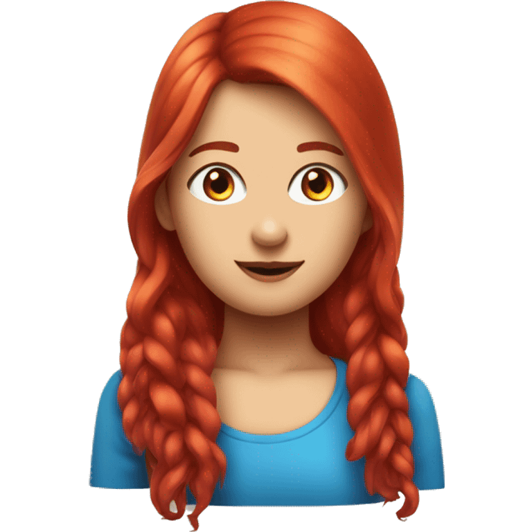 mach mir ein emoji mädchen mit roten langen haaren blauen augen und die hübsch geschminkt ist  emoji