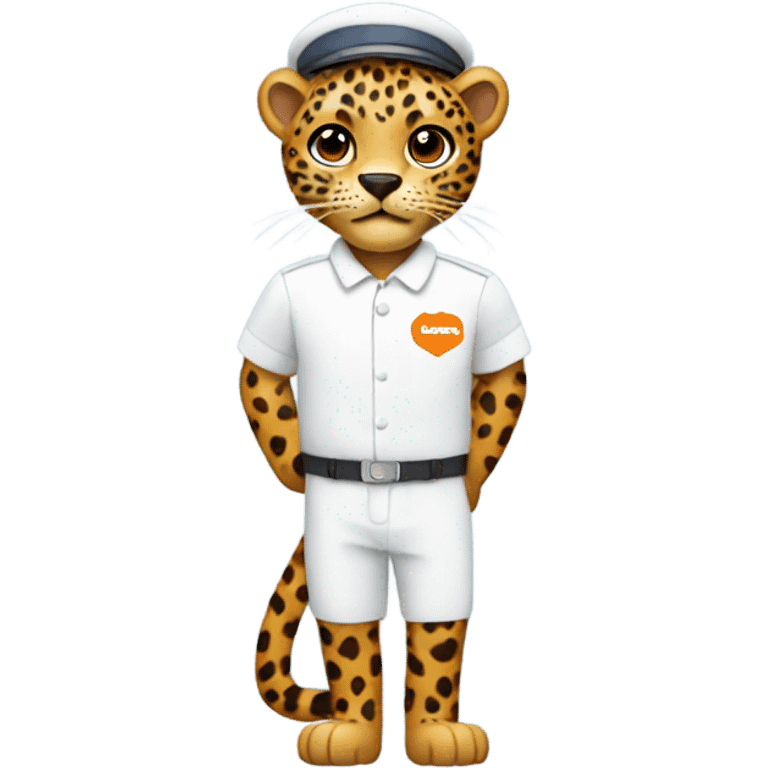 Leopard wearing a Sainsburys uniform  emoji