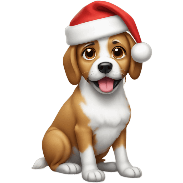 Dog wearing Santa hat emoji