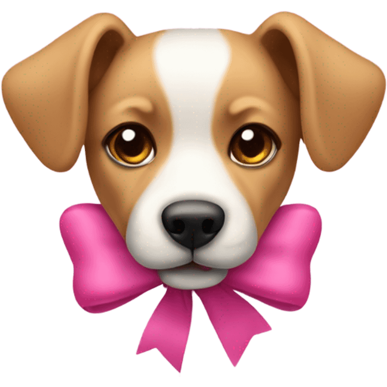 perrito con lazo rosa emoji