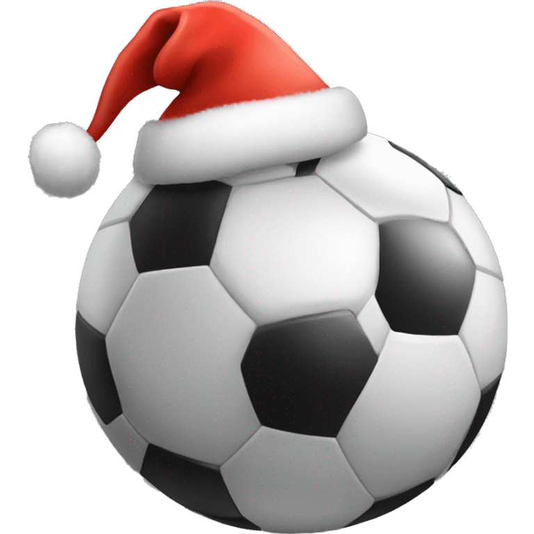 Soccer ball with Christmas hat on emoji