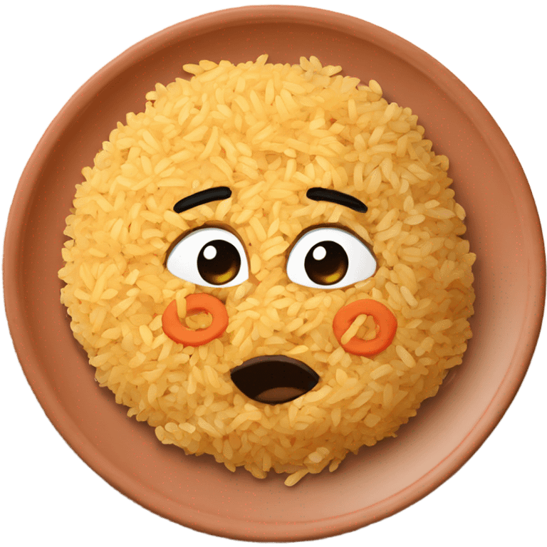 salted pure fried rice on a terra cotta plate emoji