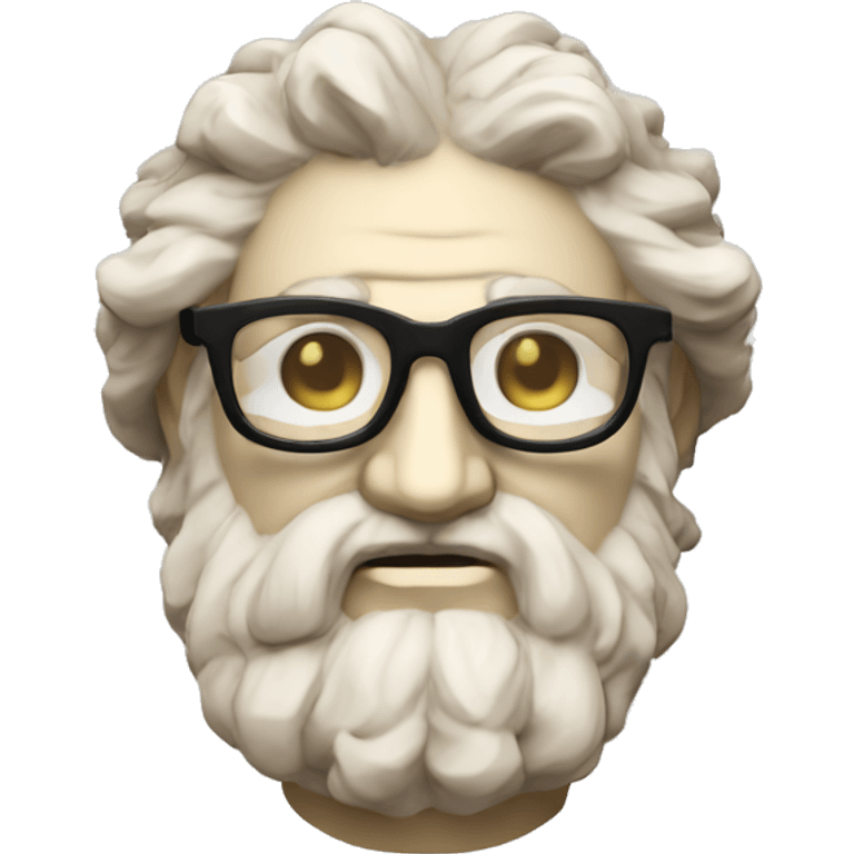 Ancient Greek King Odysseus Statue Face Only, Nerd, Glasses, Off-white, No color emoji