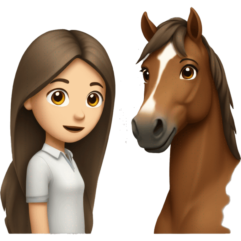 Horse and girl with brown hair  emoji