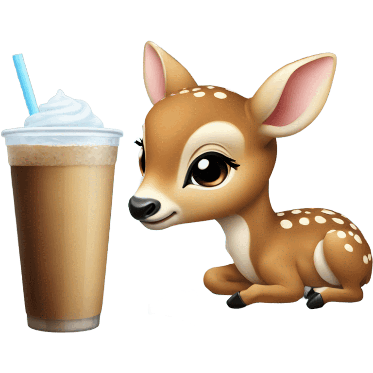 Baby deer drinking iced coffee emoji