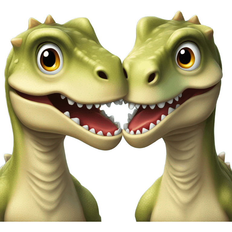 Dinosaurs kissing emoji