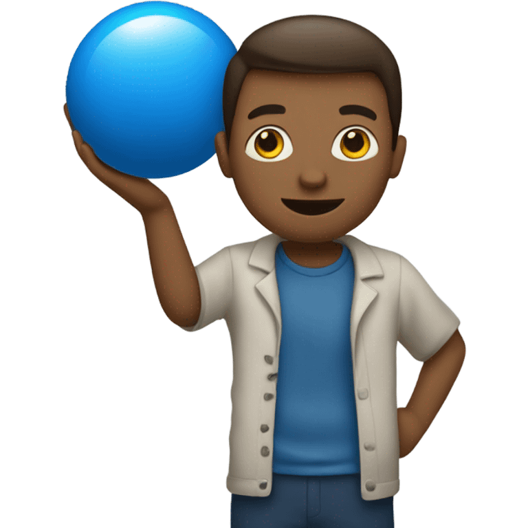 holding a blue ball emoji