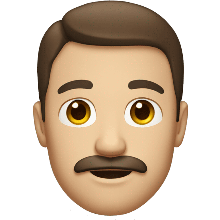 Man with mustache and brown hair with brown eyes emoji