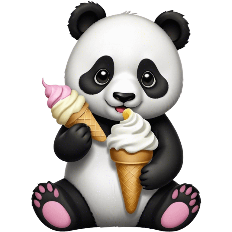 Panda eating ice cream emoji