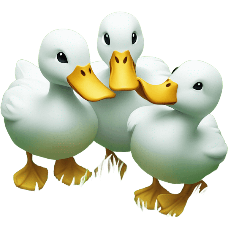 Three ducks eating grass  emoji