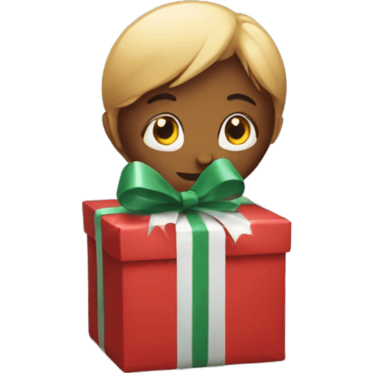 unwrapping a gift emoji