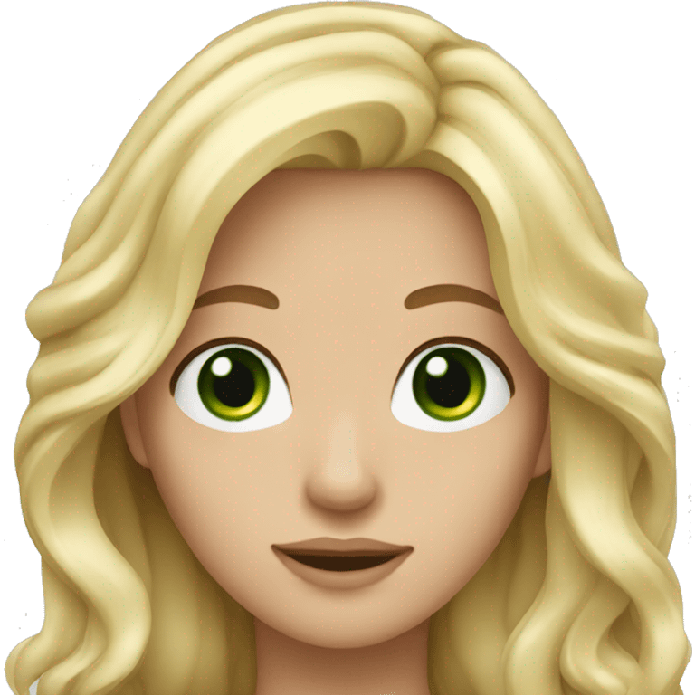 wavy long blond hair with green eyes emoji