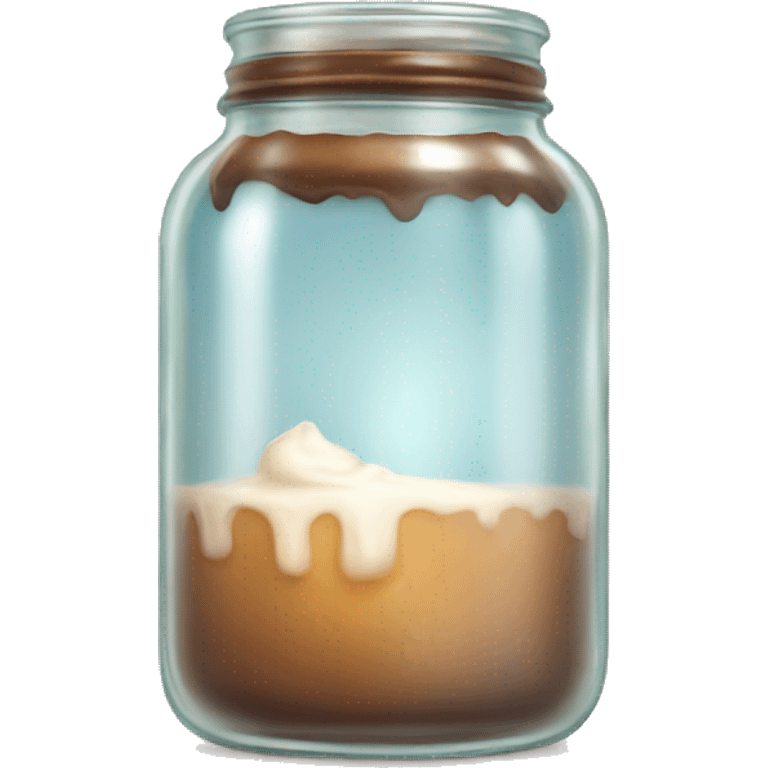 A candle in a glass jar that looks like iced coffee emoji